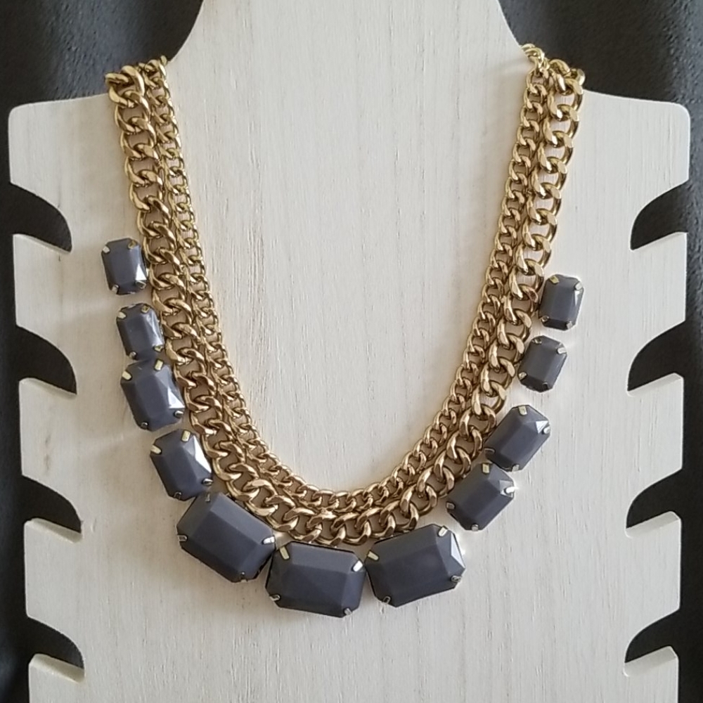 Gray and Gold Collar Necklace